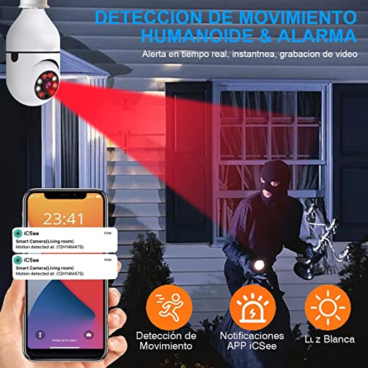 CAMARA PANORAMICA WIFI TIPO AMPOLLETA
