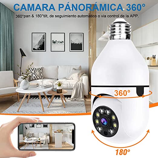 CAMARA PANORAMICA WIFI TIPO AMPOLLETA